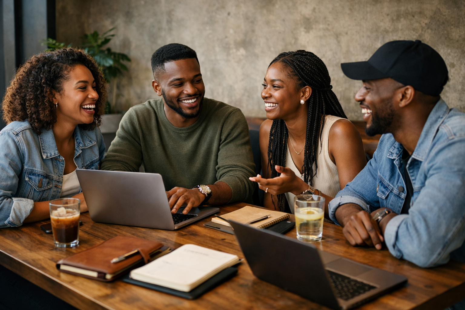 Diverse business team collaborating in a modern office